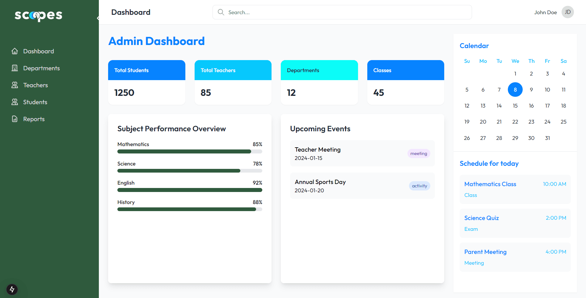 Student Management Interface