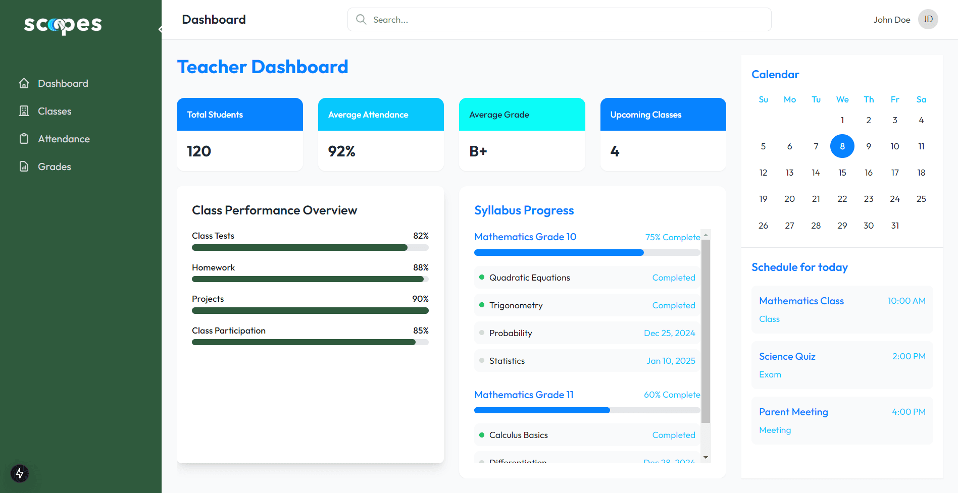 Staff Portal Interface